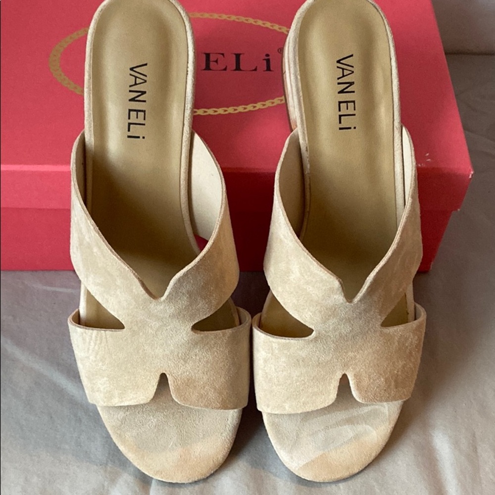 Vaneli Cork Suede Slide sandal 7.5
